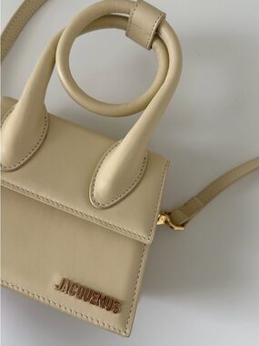 Jacquemus Cream Mini Top-Handle Leather Bag